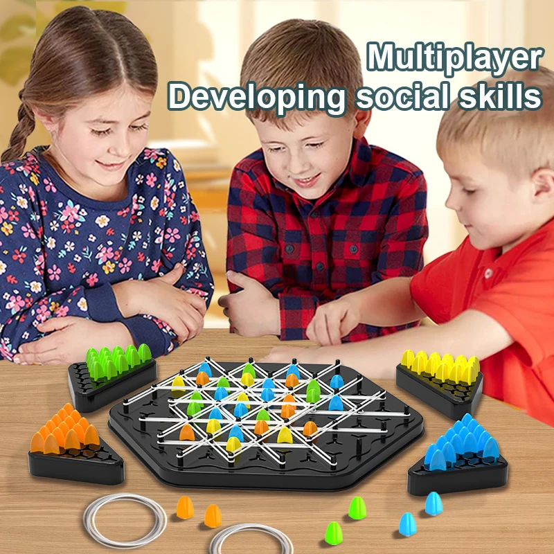 Board Game Board Game Toy Chain Triggle Chess Game Triggle Rubber Band Game For Kid Interactive Board Battle Set For Family Party Gift
