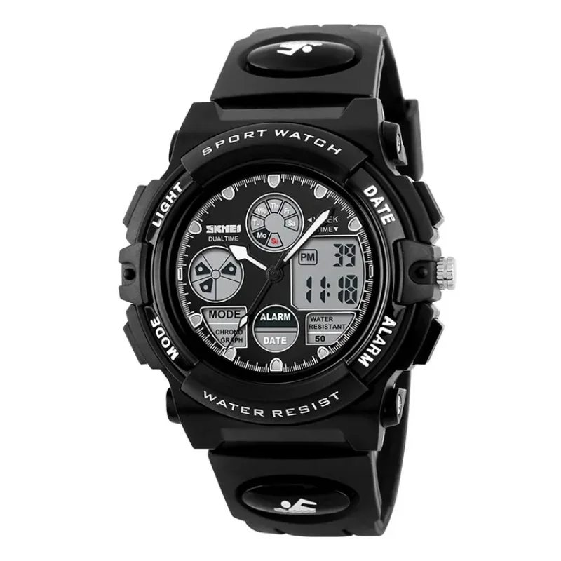 

Fashion Multi Function Student Sport Dual Display Watches Waterproof Multiple Time Zone Kids Wristwatch