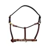 Everyday Turnout Halter for Horses: Handmade 3/4 Wide Vegetable-Tanned Leather Solid Brass Hardware Hand Machine Stitched Natur