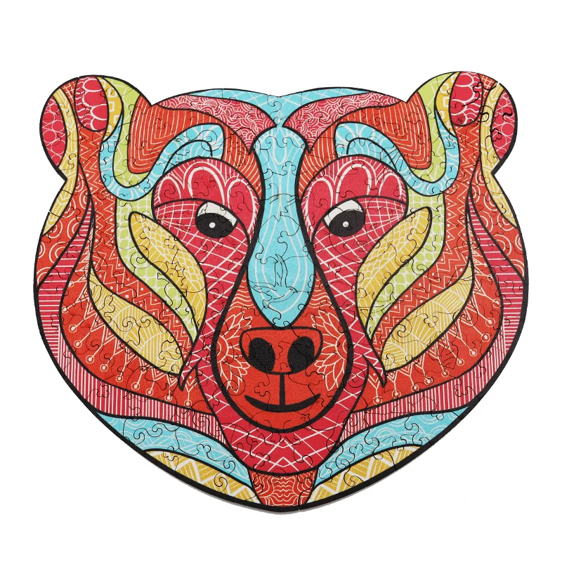 

3D Медведь, Новый деревянный красивый пазл «сделай сам» с животными, набор для детских игрушек, подарки для взрослых и детей, обучающие игры, головоломки