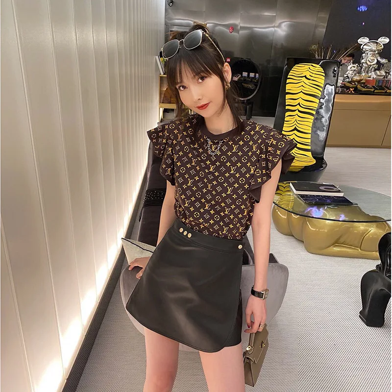 Fashion Female A-Line Skirt Genuine Leather Sheepskin Skirt Women Elegant 2024 Autumn New High Waist of Advanced Good Match 2023 autumn new advanced grey ultra short suit coat fashion suit blazer femme jacket women coat