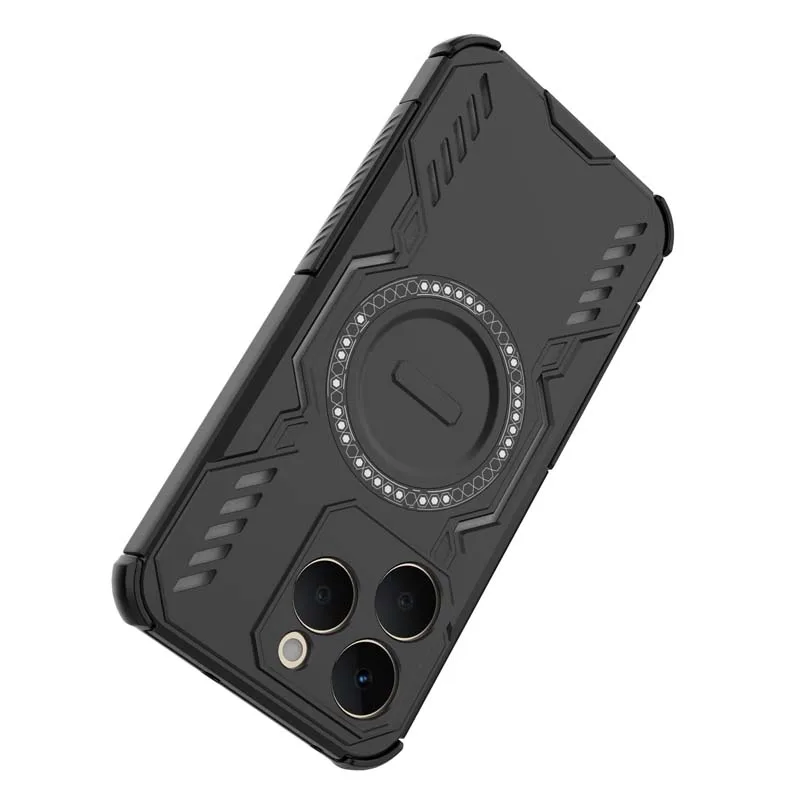 Magnetic Shockproof Armor Phone Case - Anti-Knock Full Back Cover with MagSafe Compatibility