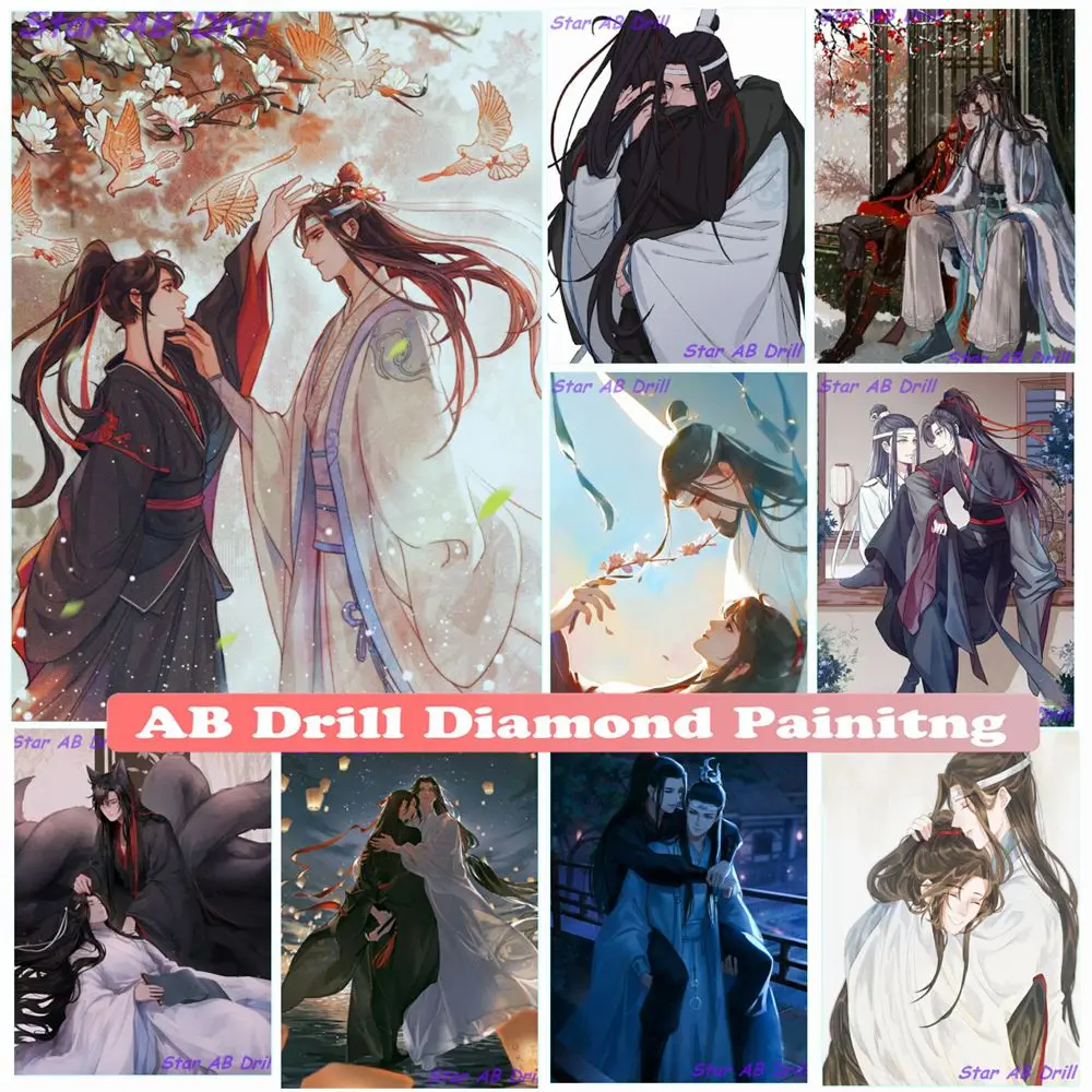 

Wei Wu Xianlan Zhan Anime 5d Diy Diamond Mosaic Art Painting Mo Dao Zu Shi Cross Stitch Kit Full AB Drill Puzzle Home Decor Gift