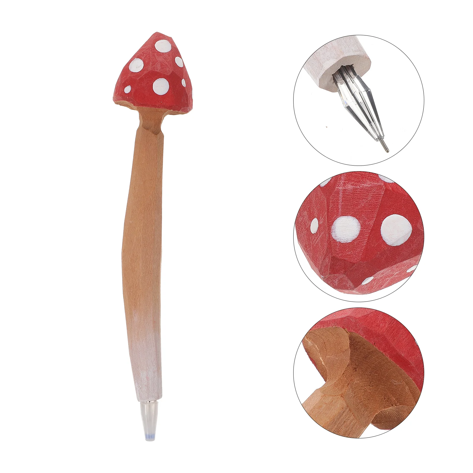 

Mushroom Pen Handmade Wood Carved Pen Novelty Writing Pen Cartoon Ballpoint Marker Cute Stationary Supplies