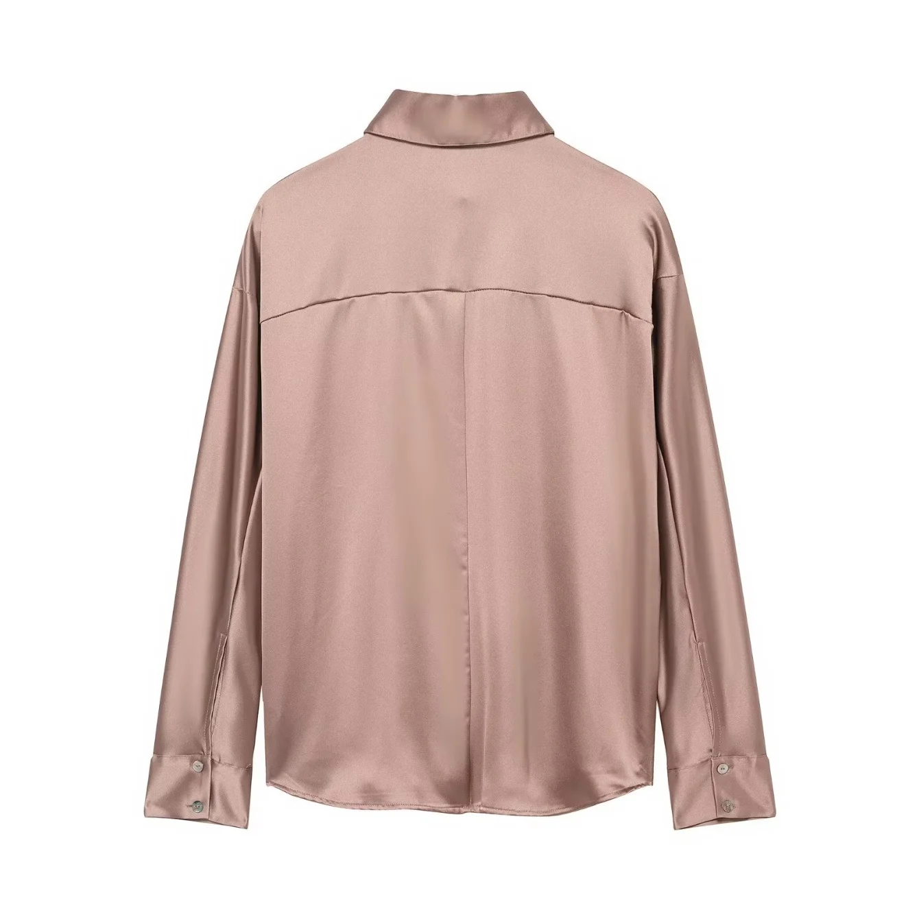 Women's Elegant Satin Shirts Spring Autumn New Female Single-Breasted Lapel Full Sleeve Shirt Lady Fashion Ol Solid Blouse