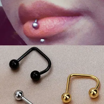 1Pcs 여성을위한 새로운 패션 U 자형 립 네일 립 링 남성 스테인레스 스틸 볼 Labret 링 16G 쿨 펑크 바디 피어 싱 쥬얼리