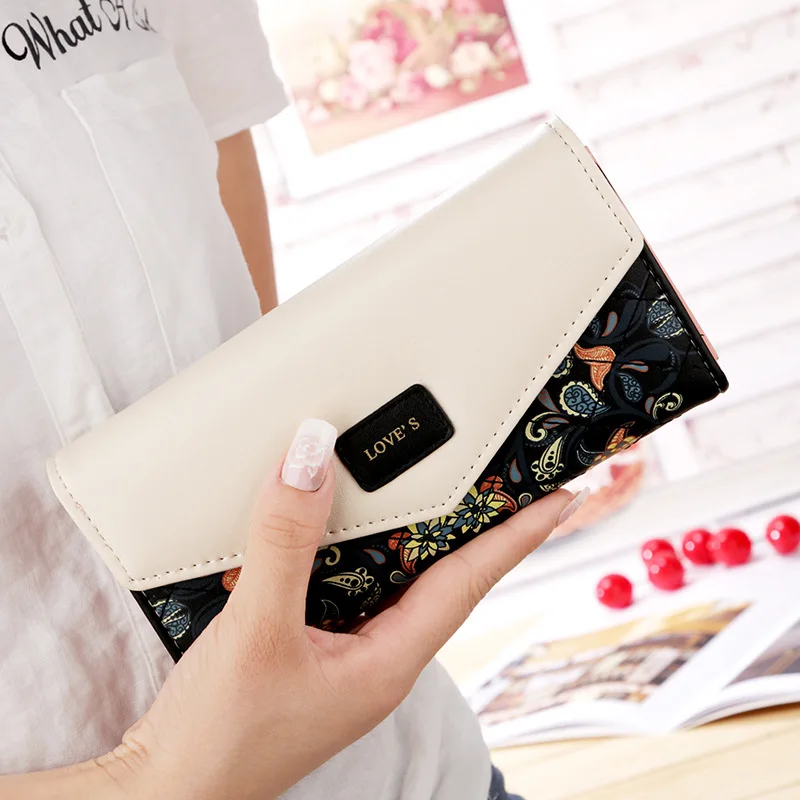 Fashion Wallet for Women's Leather Long Bifold Wallet Clutch Bag with Zipper Coin Pocket Lady Prints Card Holder Purses Handbag 2