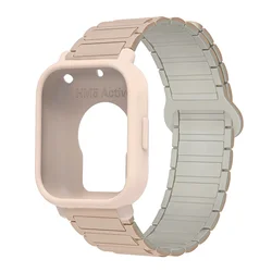 Enhanced Protective Case with Silicone Strap and Magnetic Sports Bands - Full Cover Screen TPU Soft Shell for Redmi Watch 5 Lite (MilkTeaStoneWP)