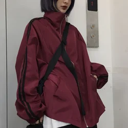 Oversize Y2K Thin Jacket Women Chic Harajuku Korean Windbreaker Coat Casual Couple Aesthetic Zip Up Streetwear Autumn Outwear