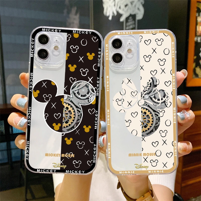 Mechanical Mickey Minnie mouse Clear Case for iPhone 13 12 11 Pro Mini X XR XS Max SE 6 6S 7 8 Plus Phone Cases Soft Cover funda case iphone 12 pro max