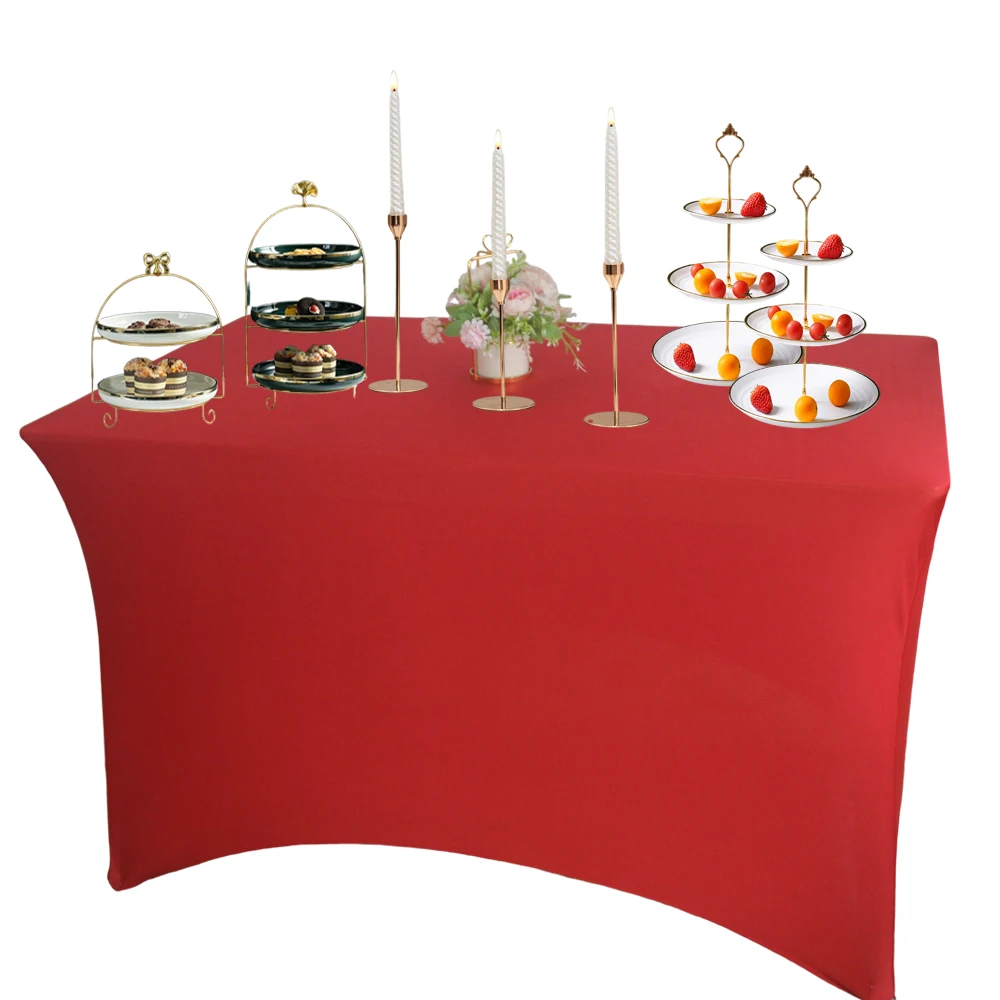 

Spandex Table Cover Fitted 10Ft Tablecloth Stretchable Wrinkle-Free Table Cloth For Wedding Party Tradeshows Christmas Cocktail