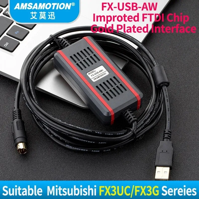 FX-USB-AW FTDI 타입 통신 케이블, 미쓰비시 FX1N, 2N, FX3UC, FX3G 시리즈에 적합, PLC 프로그래밍 케이블