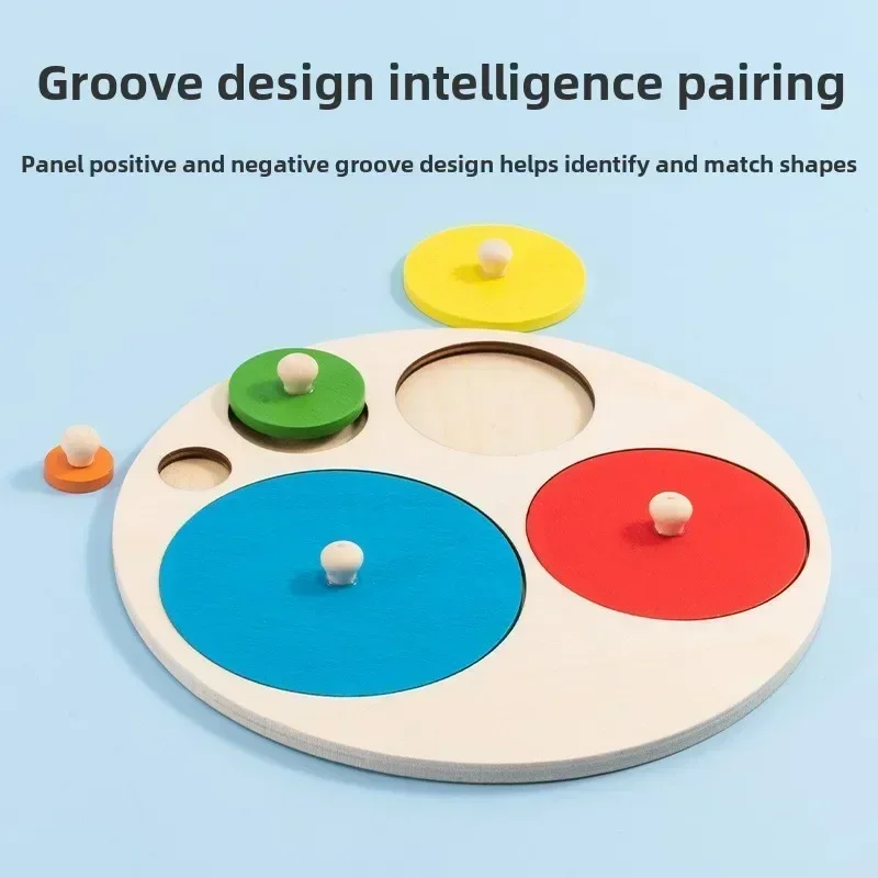 Montessori Baby Puzzle Toys Wooden Shape And Color Matching Hand Scratching Board Geometric Early Education Cognitive Toys