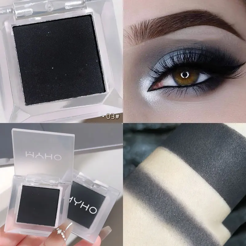 1PcsMonochrome matte highlight smoked eye shadow plate powder is delicate and durable, naturally brightening dopamine eye shadow 2