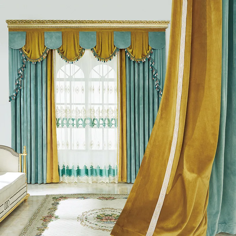 

Simple and Luxury Curtains for Living Room Monochromatic Cortina Patchwork Bedroom Blackout Curtain Velvet Drapes Custom