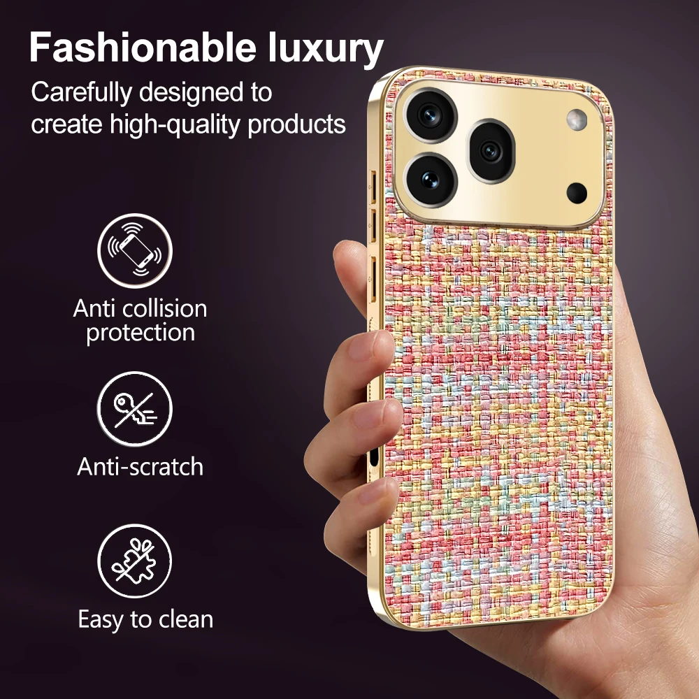 Electroplating Woven Texture Silicone Anti-Drop Shockproof Case