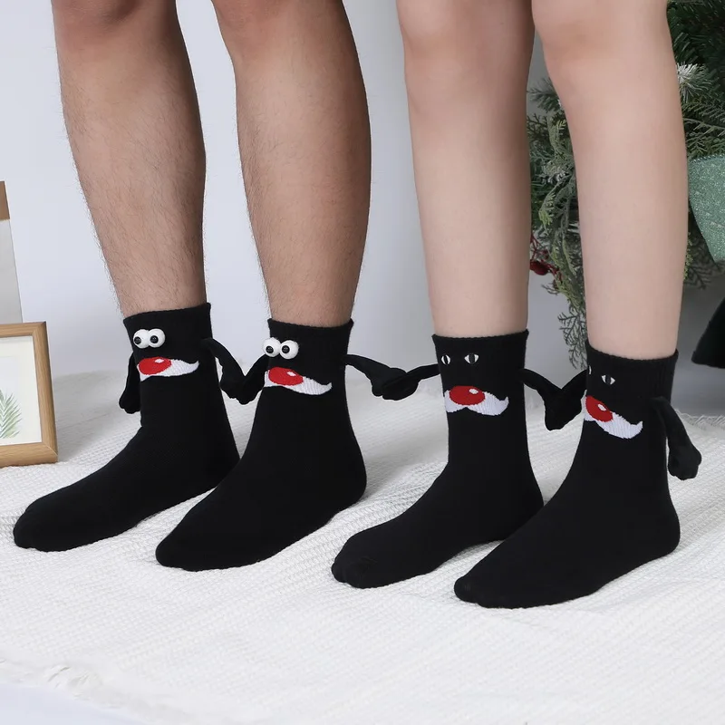 Chaussettes magnétiques de noël pour femmes et hommes, mignonnes, amusantes et créatives, dessin animé, œil dans la main, Tube central, en pur coton, 2023_voghion.com