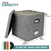 Simple Fabric Storage Box Foldable Covered Storage Box Large Capacity Dustproof Vinyl Record Organizer Box Home Supplies 3