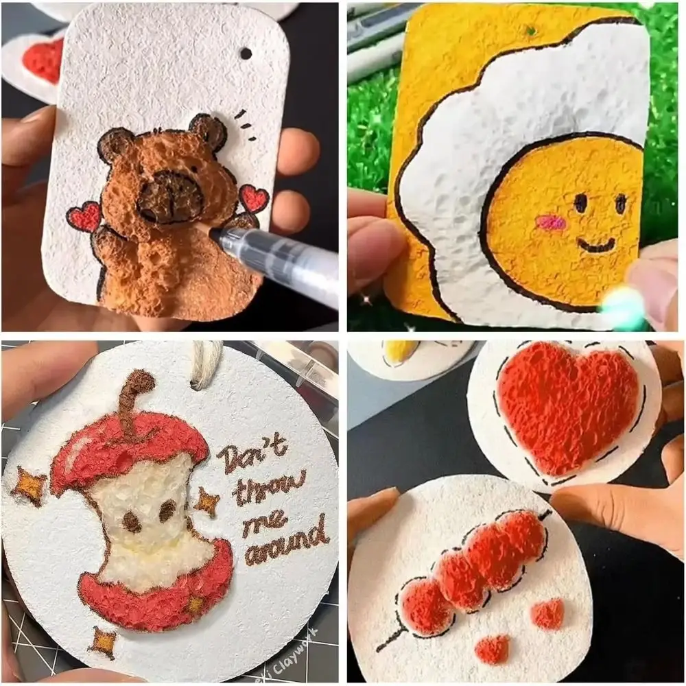 10Pcs 푹신한 질감 폼 질감 그림 종이 교육 장난감 둥근 모양 그리기 스폰지 종이 학교 활동 Handmande