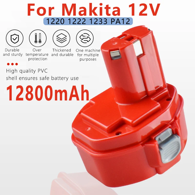 

Power Tool Rechargeable battery Pack 12V 12800mAh Ni-MH for Makita Drills bateria 1222 1220 1233S PA12 1235B 192681-5 638347-8-2