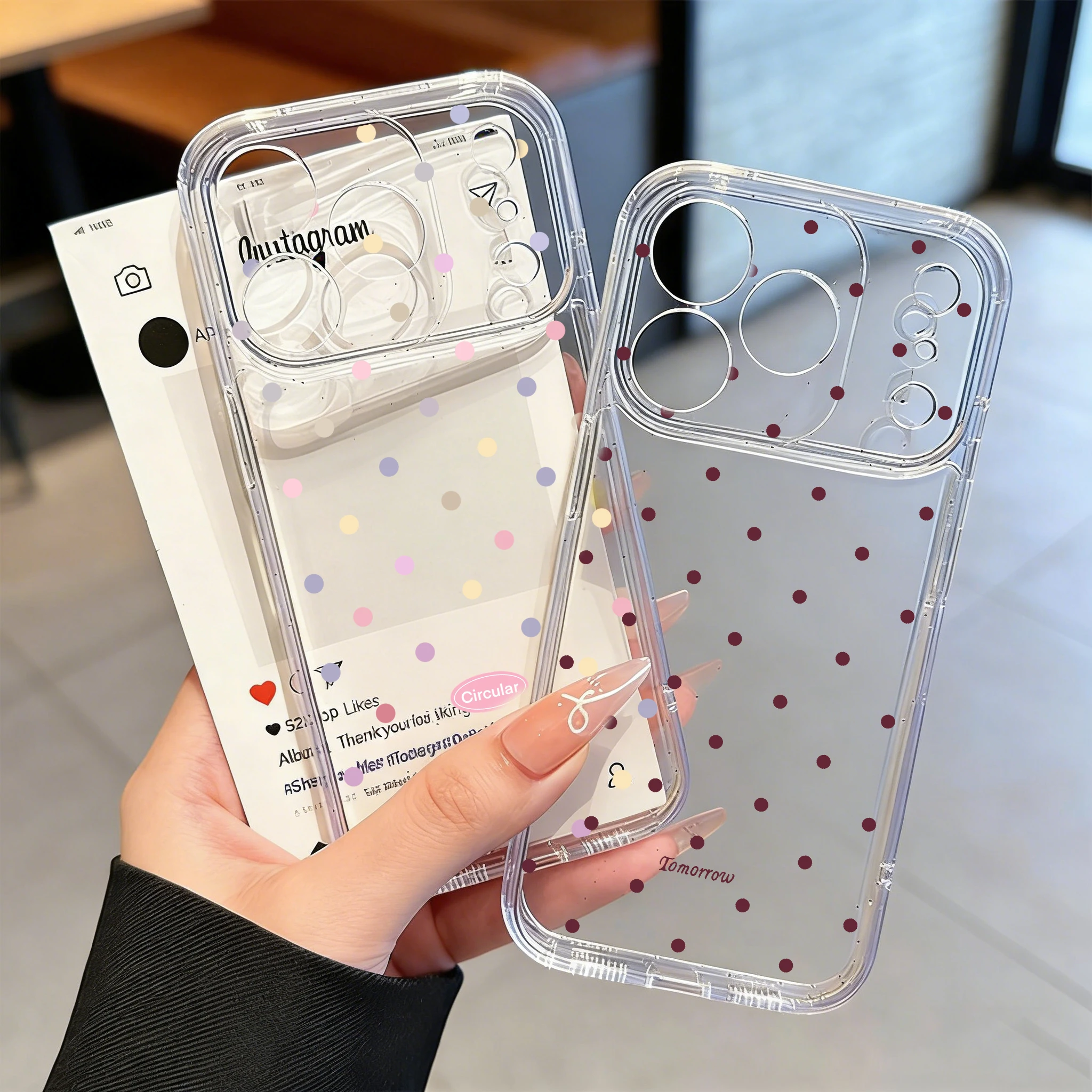 Polka Dots Silicone Transparent Phone Case