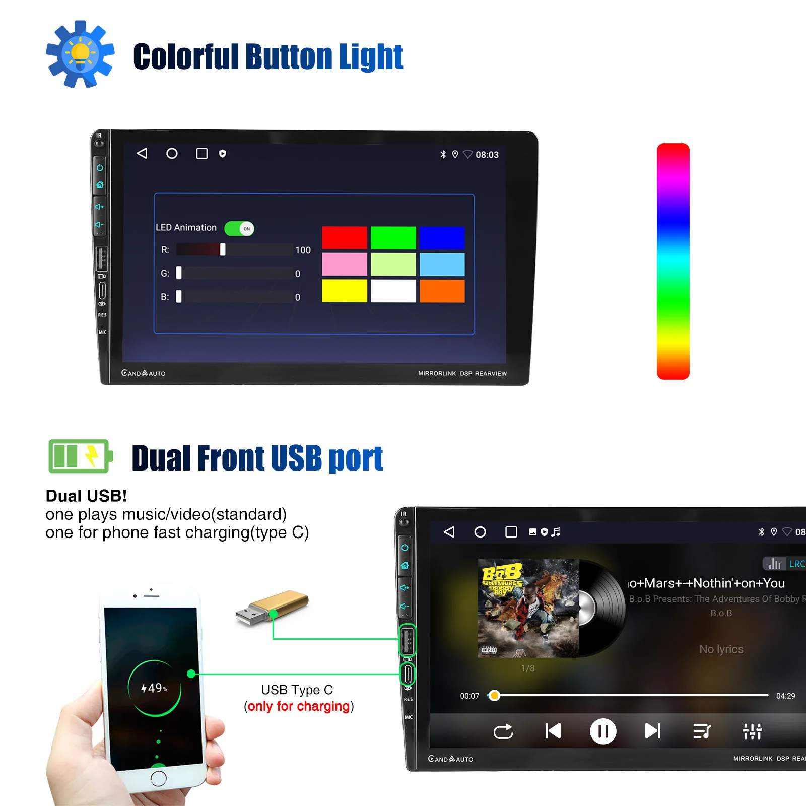 Autoradio ESSGOO Android 15 9/13.3 Zoll 4+64G/6+128G Für VW Polo 6R 6C 2009-2017 mit Wireless CarPlay Android Auto GPS Navigation WIFI Bluetooth RDS FM Touchscreen Mirror Link 2+64G Lenkradsteuerung – Detail 9