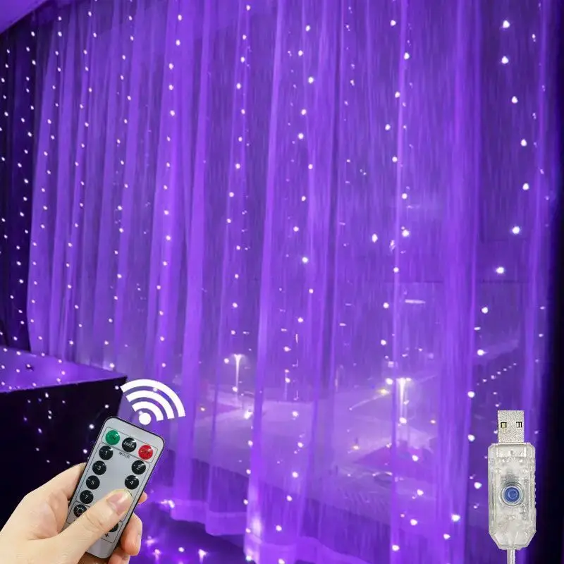 thumbnail image 1 of New Year 2025 Bedroom Window Fairy Curtain LED Light String Remote Natal Noel Xmas Party Gift Christmas Decoration for Home 2024, 1 of 5