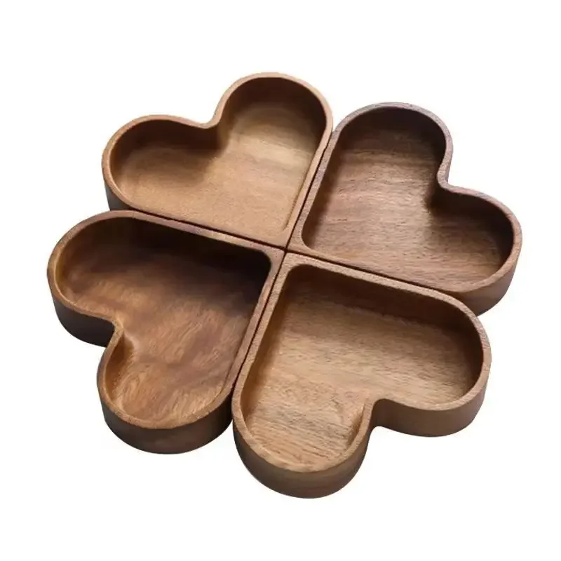 Heart Shaped Plates Dessert Trays Sushi Serving Tray Candy Dishes Decorative Wooden Pallets Decorate Valentines Day Candy Dish