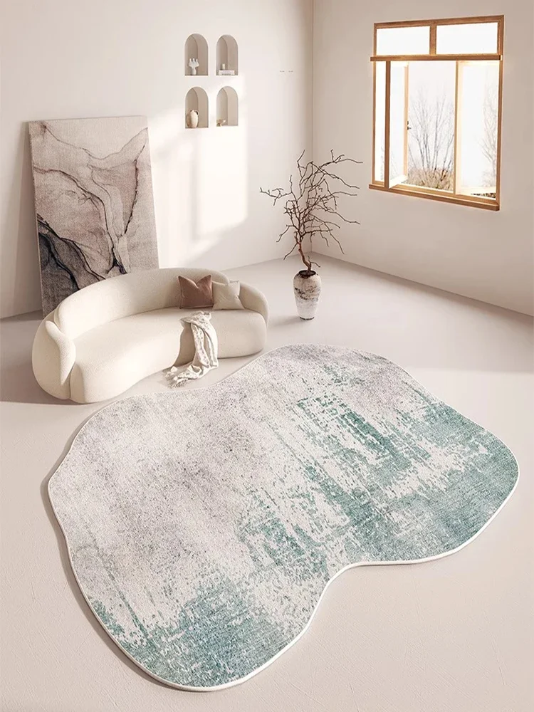 Modern Irregular Living Room Carpet Abstract Marble Texture Carpet Black Gray Gradient Decorative Rug TPR Non-Slip Cloakroom Rug 3