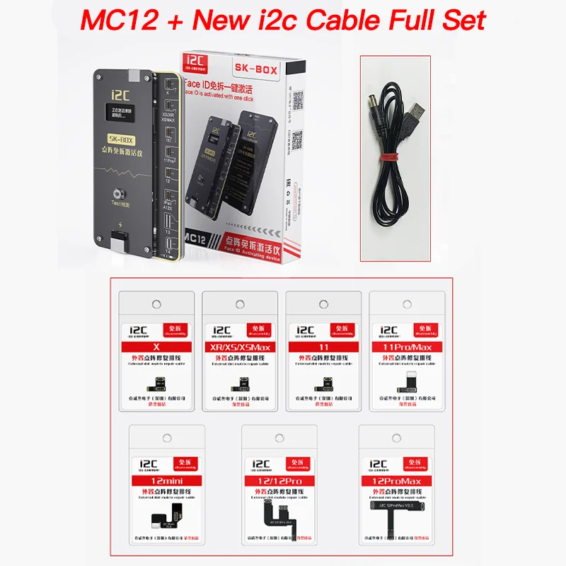 I2C Sk-Box Dot Matrix Attivatore Non Smontabile Mc12 Per Iphone X -14 Pro Max Dot Matrix Cable Repair Face Id Flex Tools