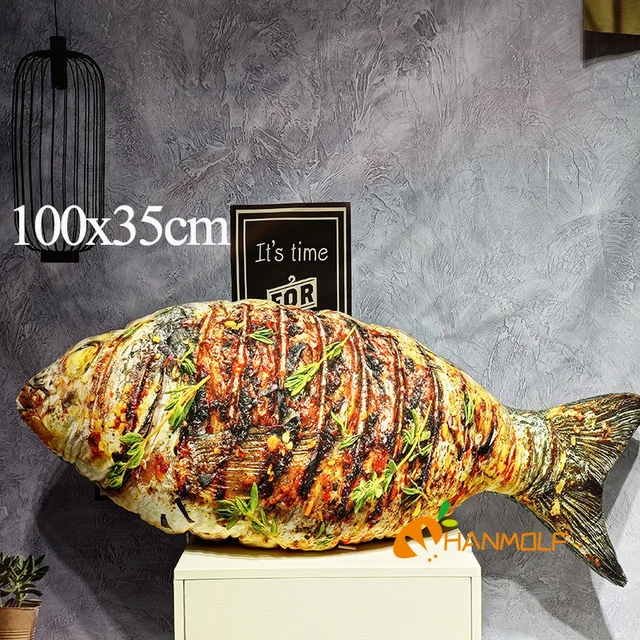 Simulated Printing Food Pillows Plush China Food Lobster Beer Hamburg Beef Fish Pork Roast Duck Decorative Pillow For Sofa Chair 6