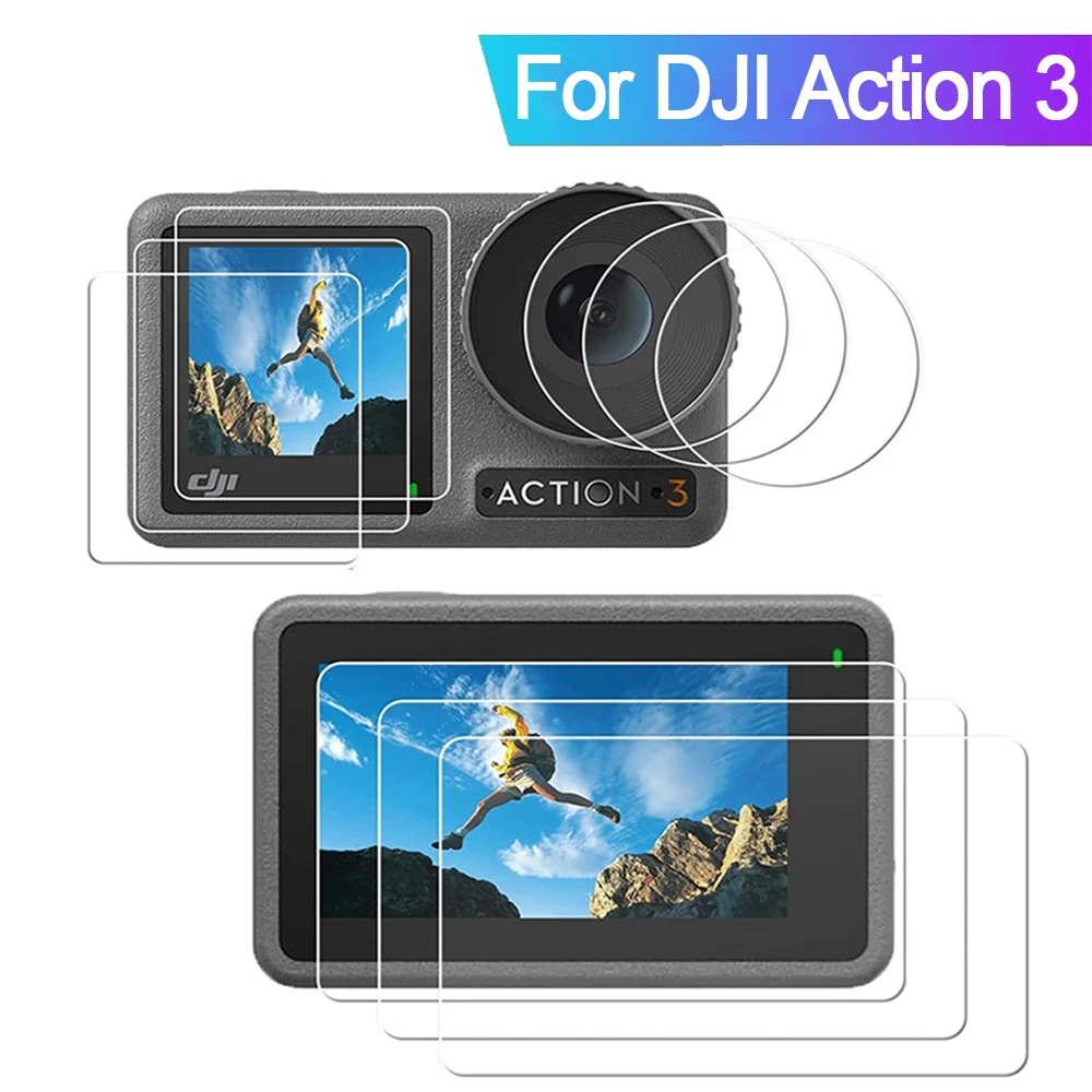 

Закаленное стекло для защиты экрана для спортивной камеры DJI Action 3, передняя и задняя линзы, прозрачные защитные пленки для DJI Osmo Action3