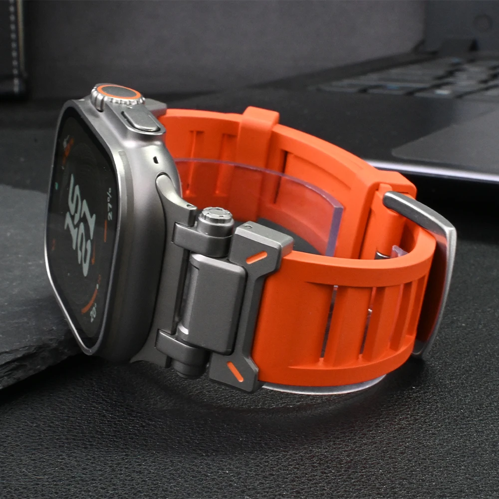 

Men Rubber Loop Strap for Apple Watch Ultra 2 Band 49mm 44mm 42mm 45mm Correa Silicone Bracelet for IWatch Series 8 7 6 5 4 Se 9