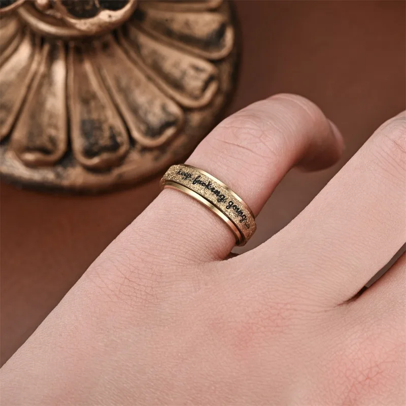 Anello rotante in acciaio inossidabile vibrante ispiratore alla moda, regolabile, unisex, da indossare ogni giorno, per mantenere l'anello - immagine 6