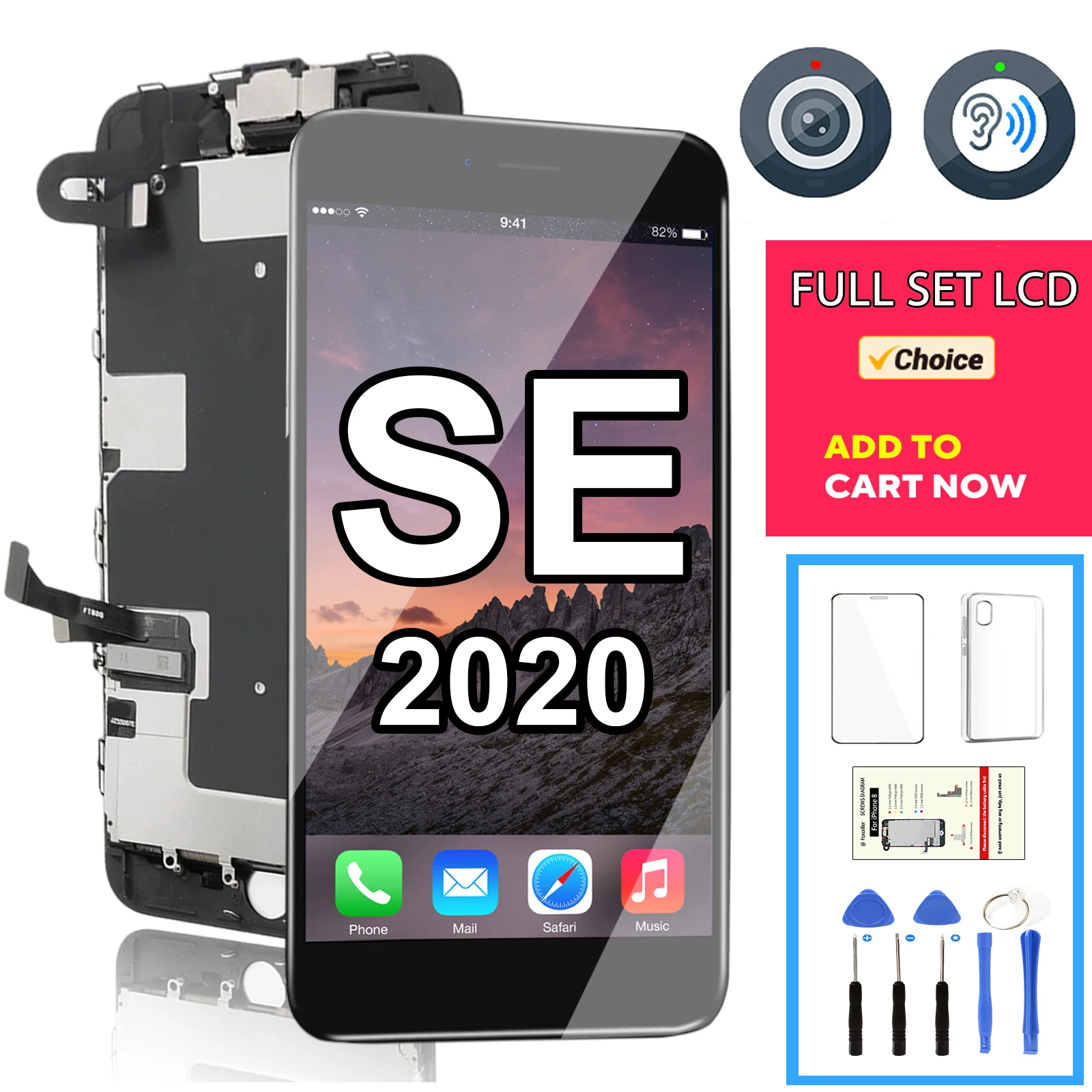 iPhone - Z.com　iPhoneＳＥ　2点セット iPhone SE 2 2020 液晶画面フルセットディスプレイ完全な
