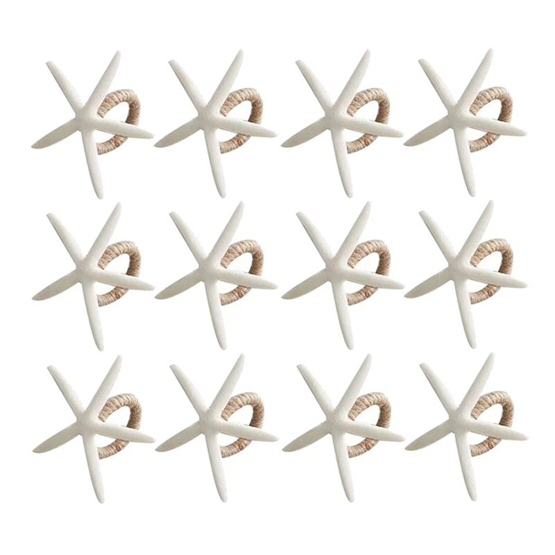 

12pcs Napkin Rings Set of 12, Sea Star Napkin Ring for Starfish Serviette for Tables, Wedding, Birthday, Banquet, Christmas