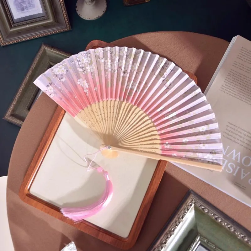 6Inch Chinese Vintage Folding Fan Handmade Small Fan for Women Hanfu Dance Cheongsam Summer Gift Portable Classic Retro Hand Fan