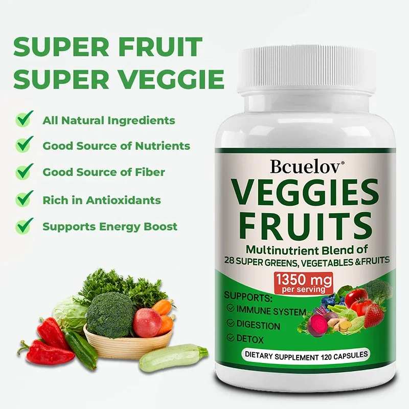 

Natural Vegetable & Fruit Capsules Anti-Constipation Help Digestion Multiple Vitamins & Dietary Fiber Supplement Non-GMO