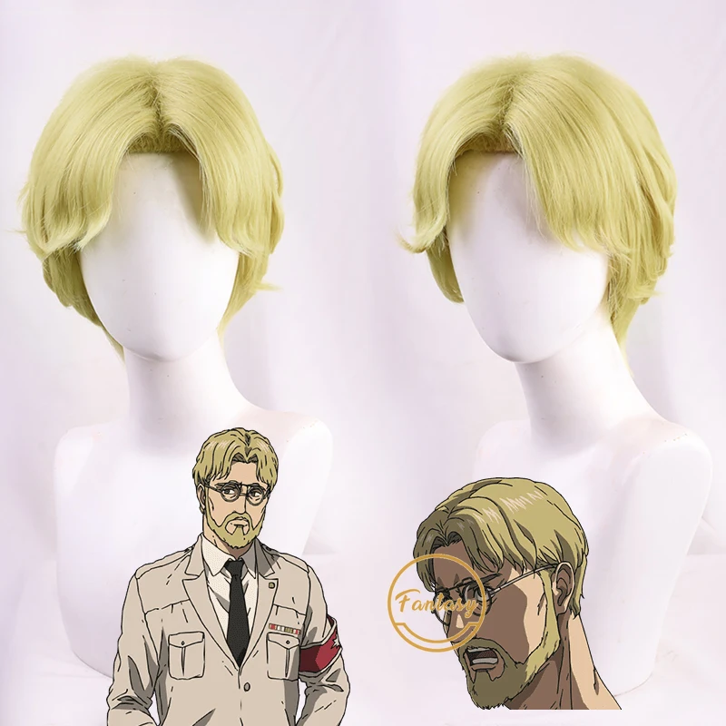 

Anime Attack on Titan Zeke Jaeger Cosplay Wig The Final Season Short Yellow Curly Heat Resistant Hair Wig+ Free Wig Cap