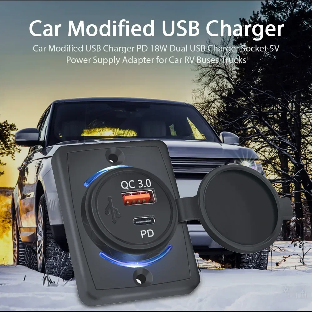 듀얼 USB 충전기 방수 12-24V 개조형 차량용 충전기 슬라이딩 캡 포함 고속 충전 전원 어댑터 차량용 보트 버스 RV용
