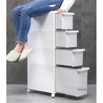 Waterproof Plastic Bathroom Cabinet with Wheels 1