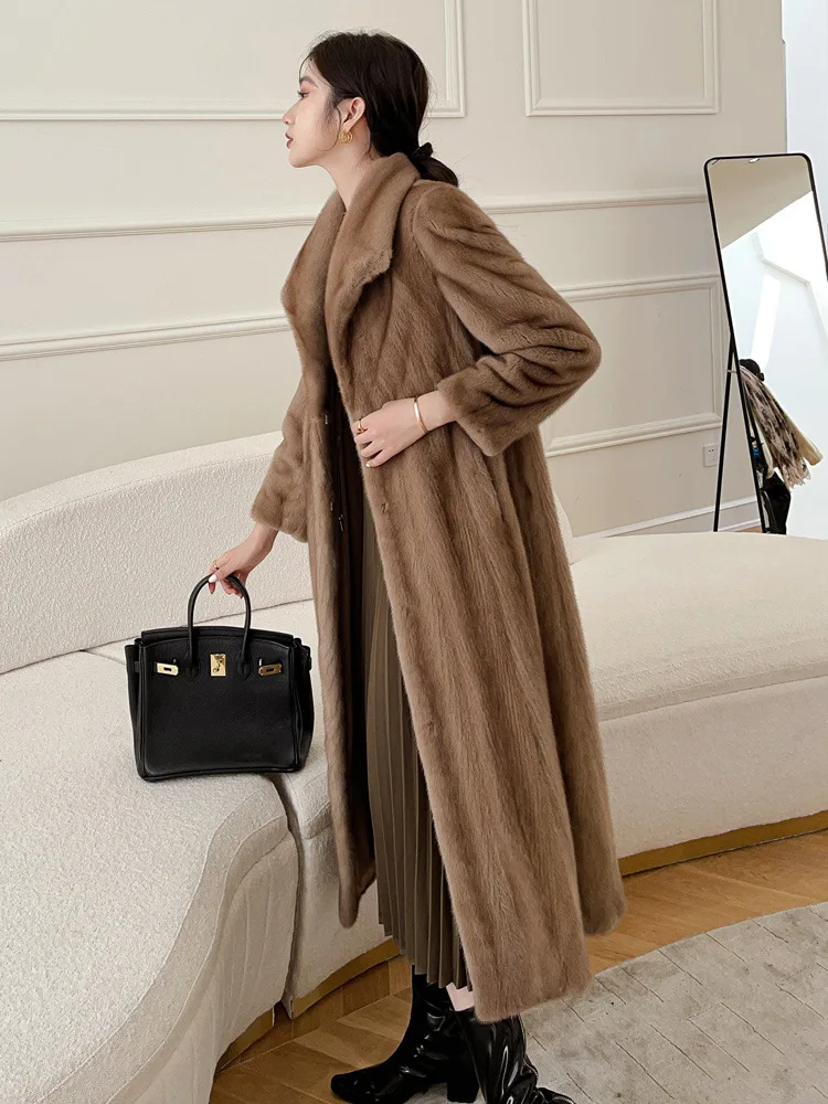 

2022 New Fashion Women Jacket High-End Imitated Mink Fur Female Coat Windproof Thicken Warm Casual Winter Long Parkas Gray Brown