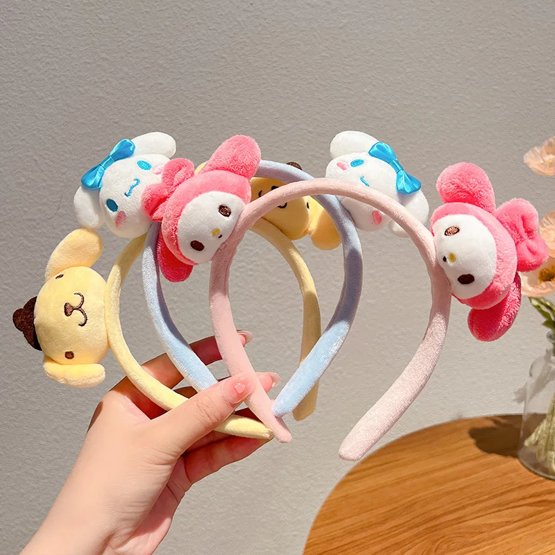 

Sanrio Hello Kitty Plush Head Band Kawaii Headwear Kuromi Cinnamoroll My Melody Dolls Anime Figure Kids Gifts