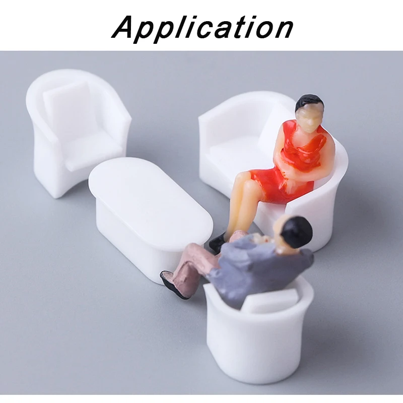 1set 1:75 1:100 1:150 Miniature Sofa Set Model ABS Unpainted Toys Indoor Architecture Building Layout for Diorama 6