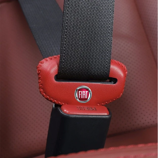 2pcs Car Seat Belt Buckle Cover Leather Protector Anti-collision Case For Fiat Punto 500 Panda Abarth Tipo