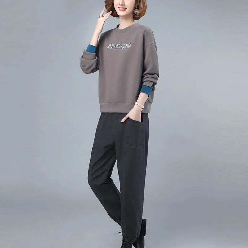 Sweatshirts Suit Women Spring Casual Professional Sports Sweatsuits Age-reducing Autumn Ankle-tied Pants Letter Joggers Sport