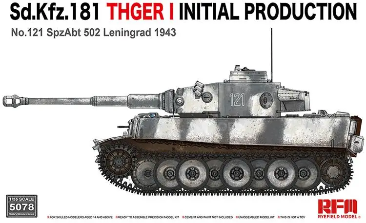 

RYE RM5078 1/35 Sd.Kfz.181 THGER I NITIAL PRODUCTION No.121 Spzabt 502 Leningrad 1943