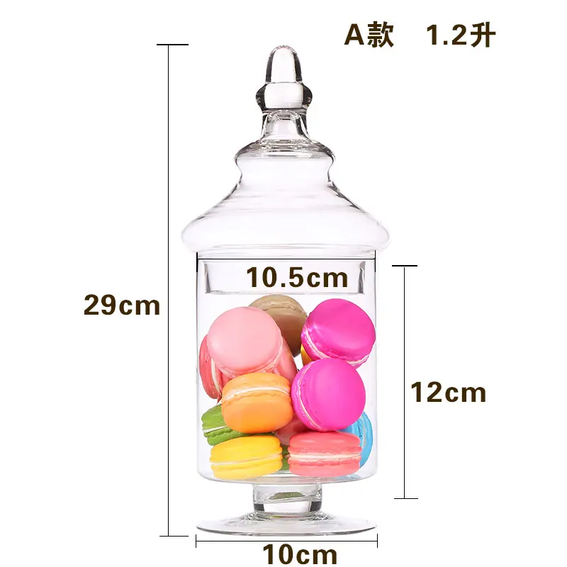 Description Picture 6 of itemGlass Candy Jar Transparent with Lid Grains Storage European Home Miscellaneous Box Bottles