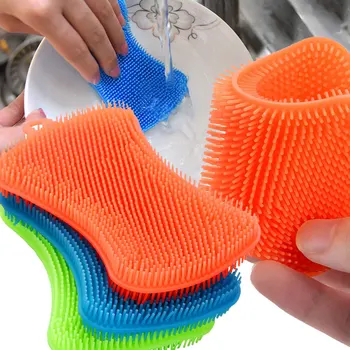 1Pc Silicone Dish Sponges Super Food-Grade Double Sided Cleaning Brush For Multi-Purpose Kitchen Fruit Cleaning Tool Accessories 1