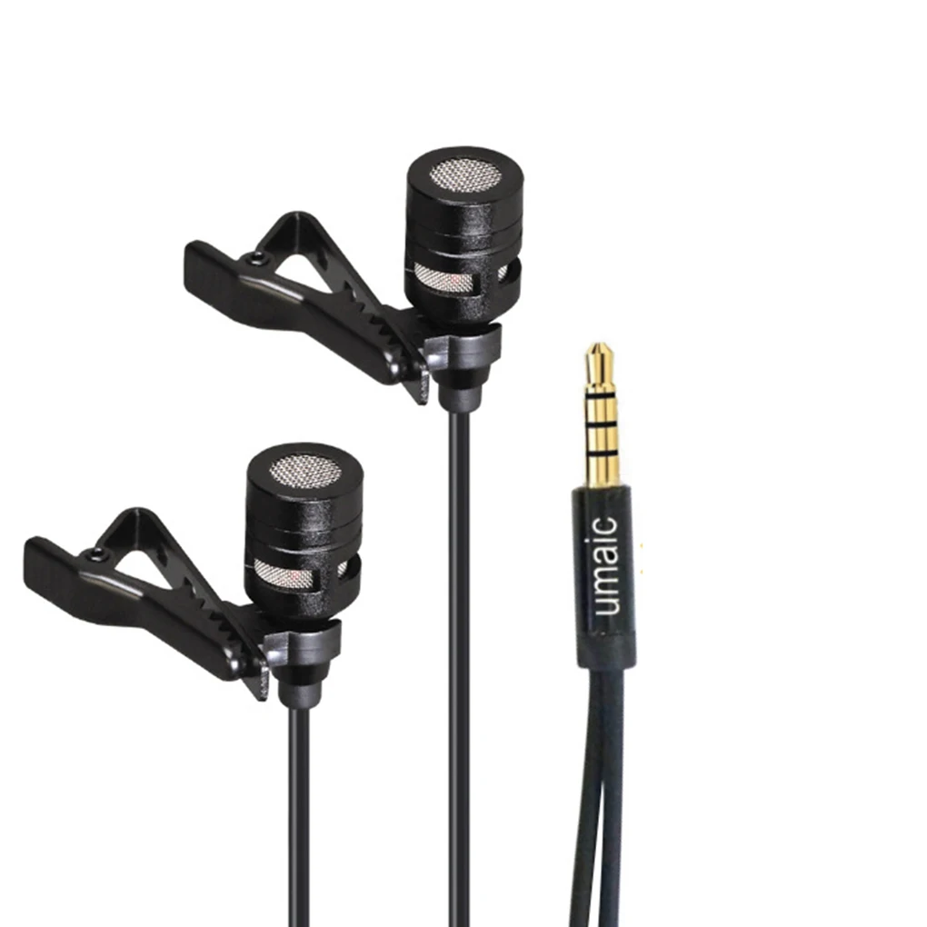 

Noise Cancelling Dual-Headed Microphone Clip On Microphone 3 5mm Audio Jack 150cm Length